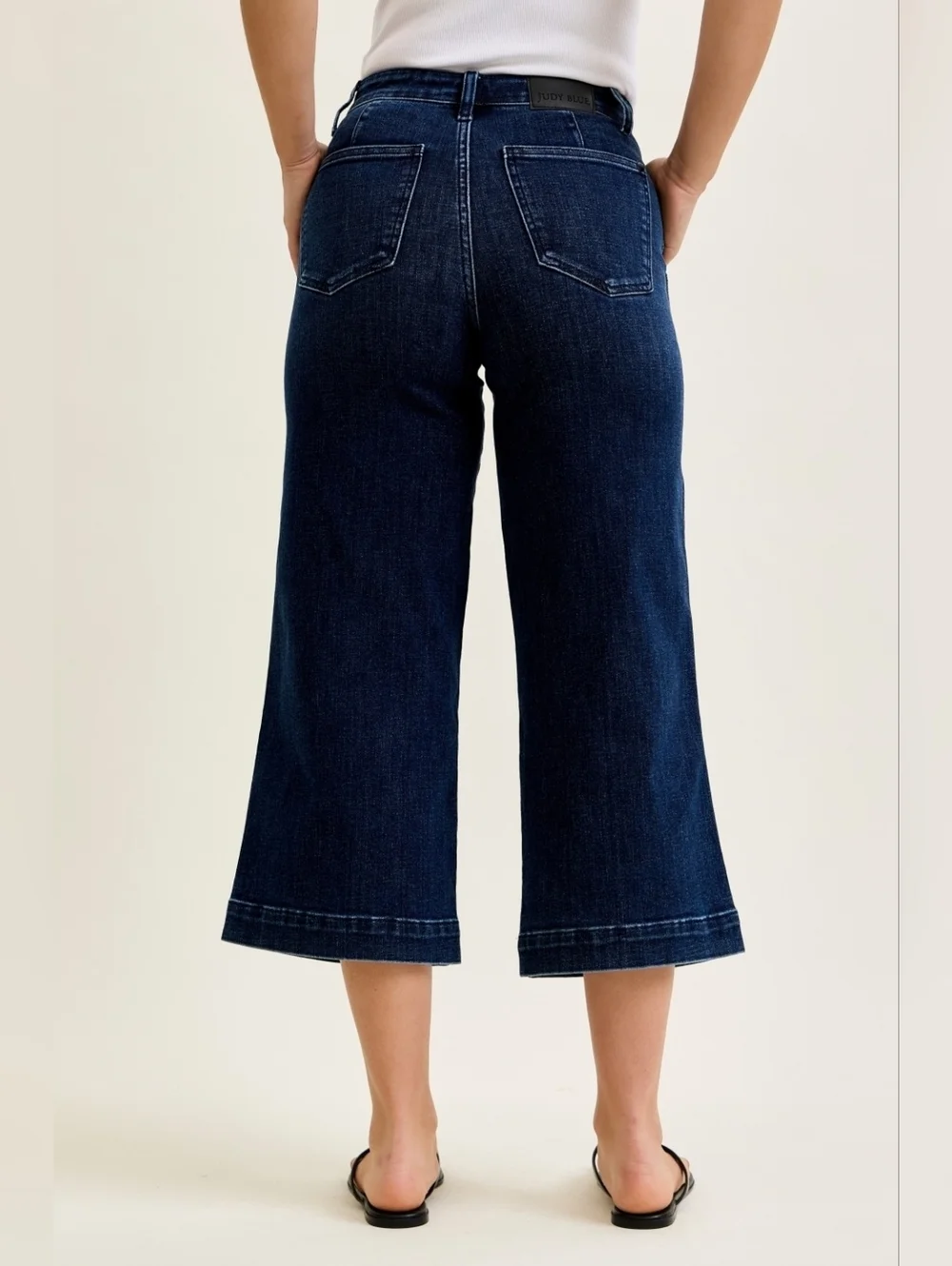 Judy Blue HR Dark Wash Wide Leg Ankle Trouser Jeans Slant Pocket Various NEW